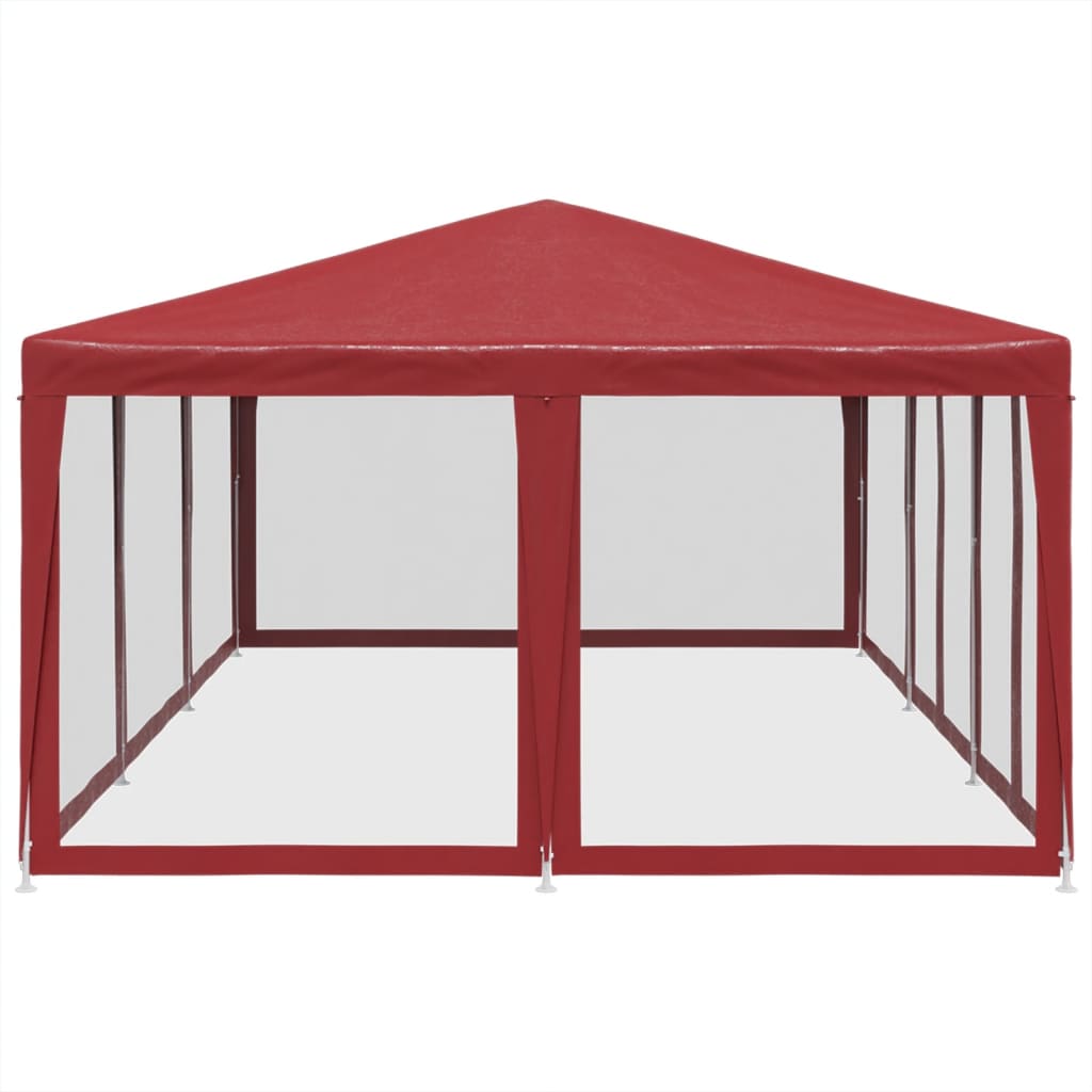 Tenda per Feste con 10 Pareti Laterali in Rete Rossa 6x4 m HDPE