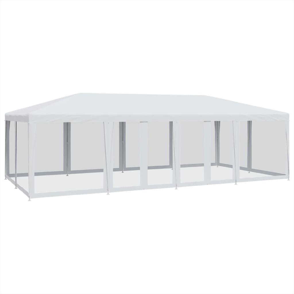 Tenda per Feste con 12 Pareti Laterali in Rete Bianco 8x4m HDPE | homemem39