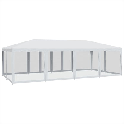 Tenda per Feste con 12 Pareti Laterali in Rete Bianco 8x4m HDPE | homemem39