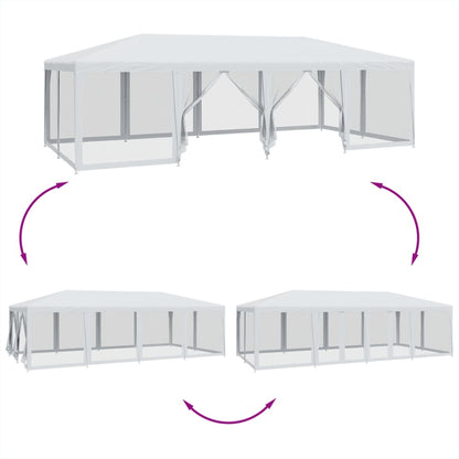 Tenda per Feste con 12 Pareti Laterali in Rete Bianco 8x4m HDPE | homemem39