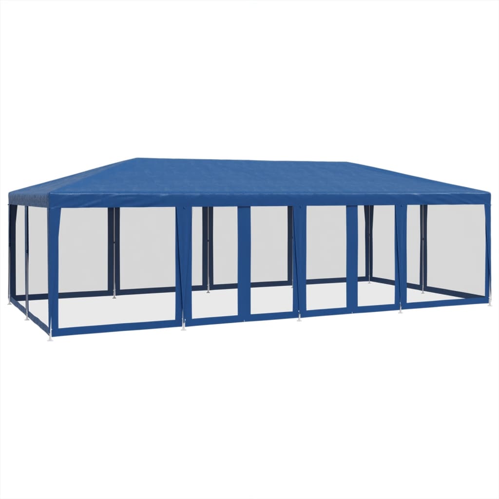 Tenda per Feste con 12 Pareti Laterali in Rete Blu 8x4 m HDPE | homemem39