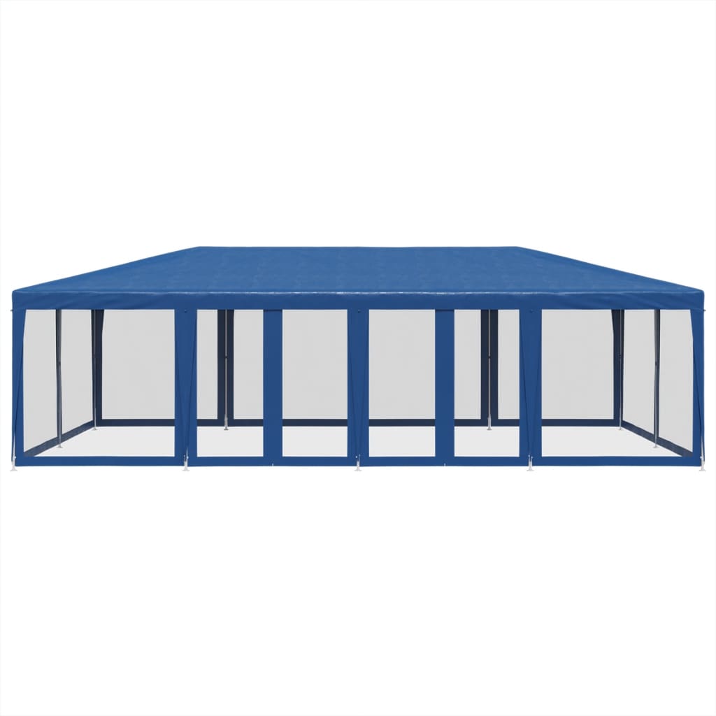 Tenda per Feste con 12 Pareti Laterali in Rete Blu 8x4 m HDPE | homemem39