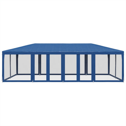 Tenda per Feste con 12 Pareti Laterali in Rete Blu 8x4 m HDPE | homemem39