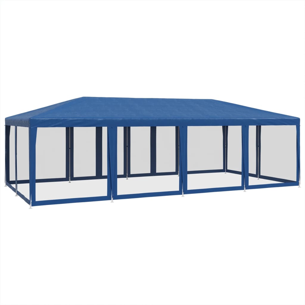 Tenda per Feste con 12 Pareti Laterali in Rete Blu 8x4 m HDPE | homemem39