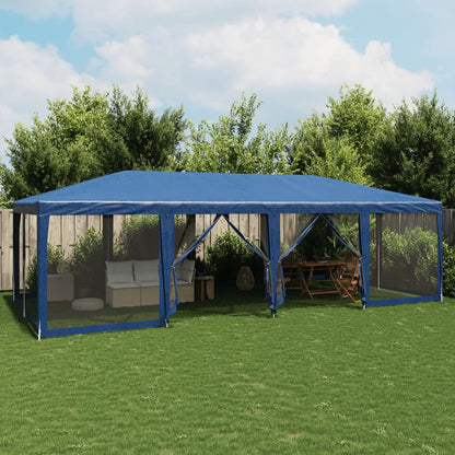 Tenda per Feste con 12 Pareti Laterali in Rete Blu 8x4 m HDPE | homemem39