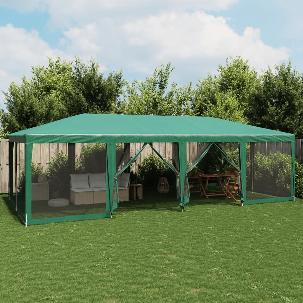 Tenda per Feste con 12 Pareti Laterali in Rete Verde 8x4 m HDPE | homemem39