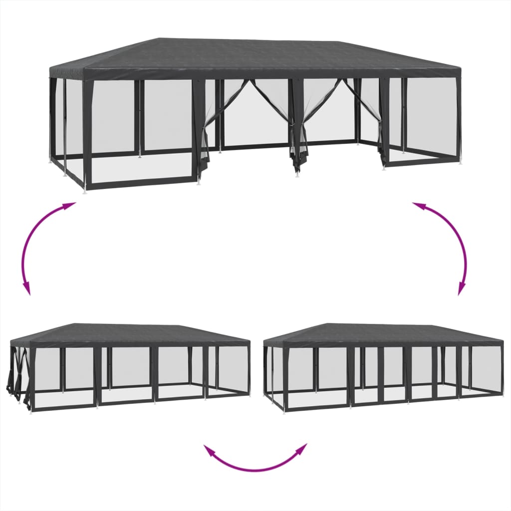 Tenda per Feste con 12 Pareti in Rete Antracite 8x4 m in HDPE | homemem39