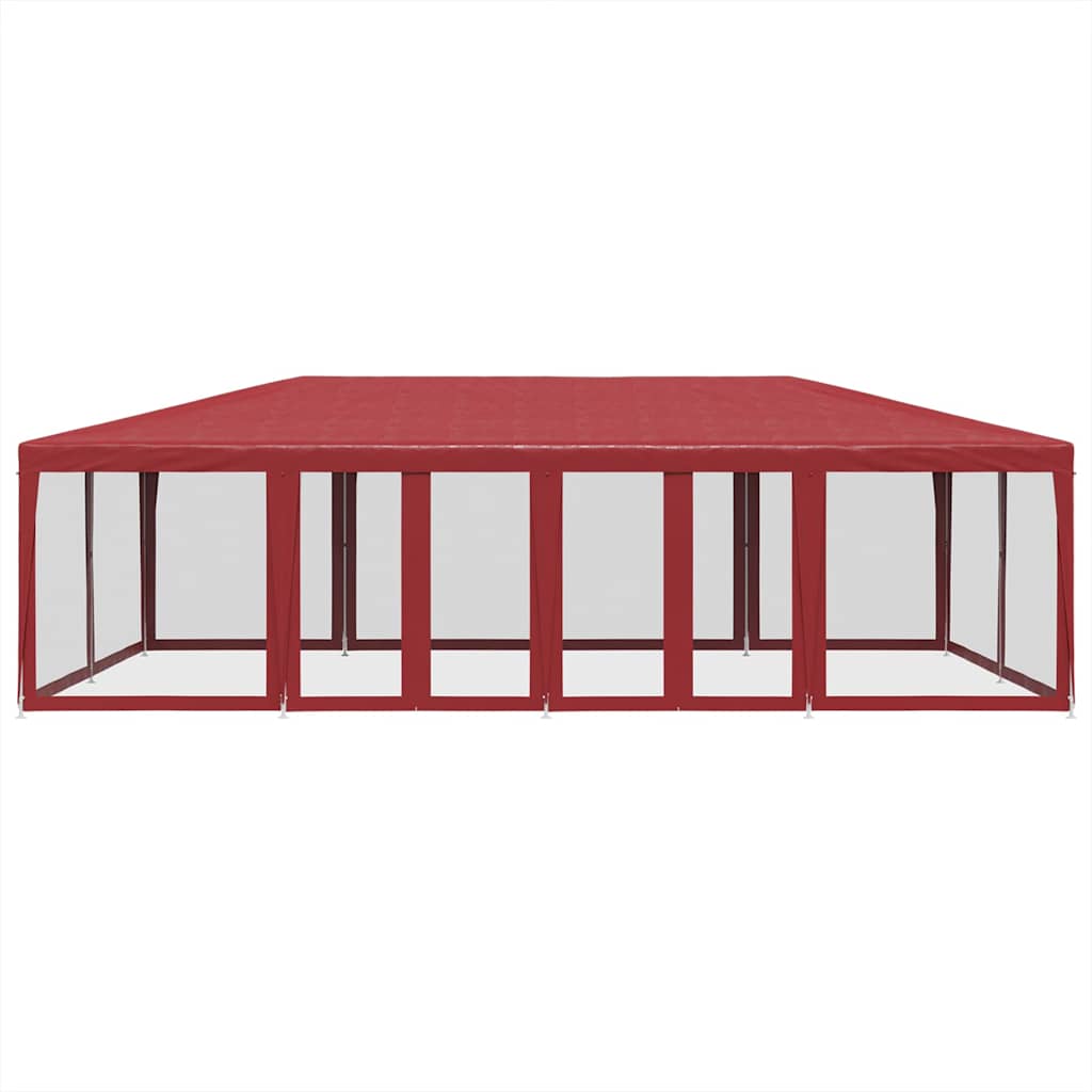 Tenda per Feste con 12 Pareti Laterali in Rete Rossa 8x4 m HDPE | homemem39