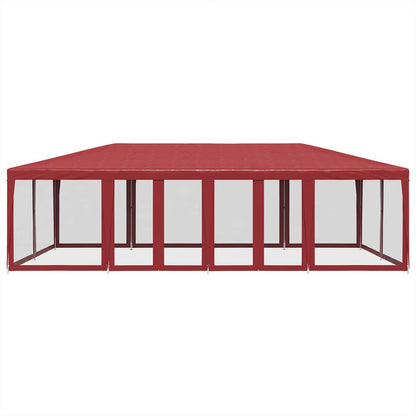 Tenda per Feste con 12 Pareti Laterali in Rete Rossa 8x4 m HDPE | homemem39