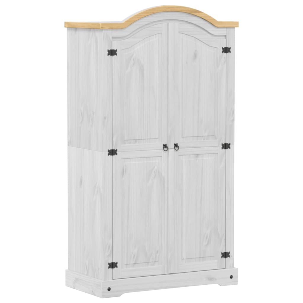 Armadio Corona Bianco 102x52x186 cm in Legno Massello di Pino - homemem39