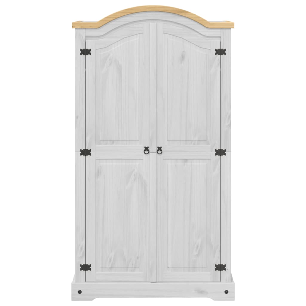 Armadio Corona Bianco 102x52x186 cm in Legno Massello di Pino - homemem39