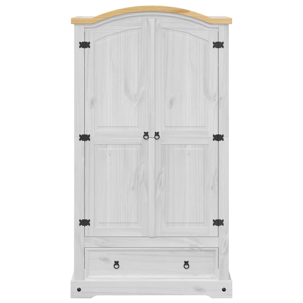 Armadio Corona Bianco 102x52x186 cm in Legno Massello di Pino
