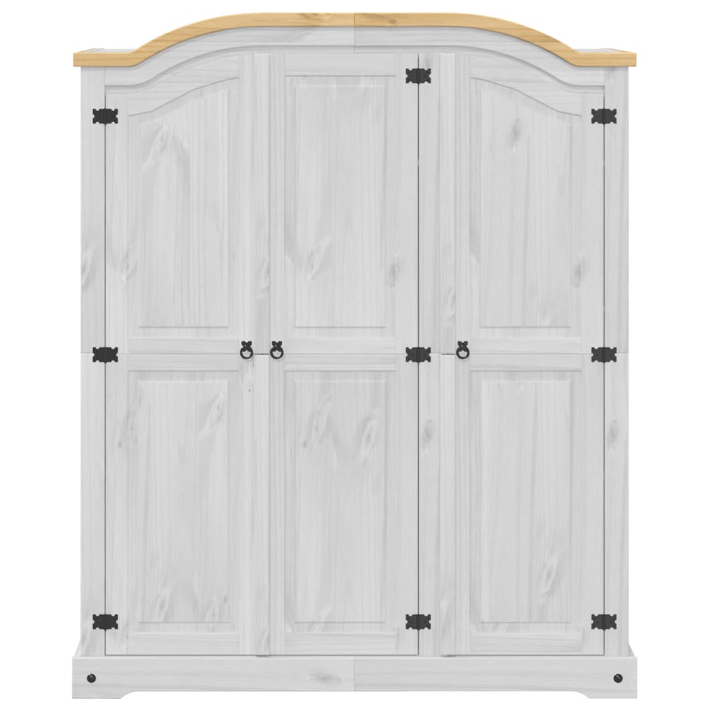 Armadio Corona Bianco 151,5x52x186 cm in Legno Massello di Pino - homemem39