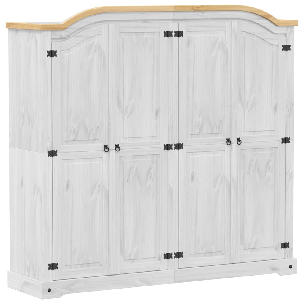 Armadio Corona Bianco 194x52x186 cm in Legno Massello di Pino - homemem39