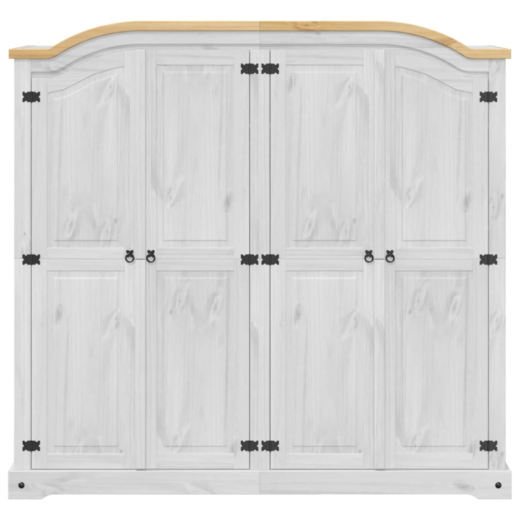 Armadio Corona Bianco 194x52x186 cm in Legno Massello di Pino - homemem39