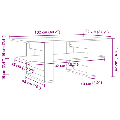 Tavolino da Salotto Bianco 102x55x42 cm in Legno Multistrato | homemem39