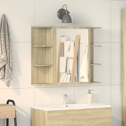 Mobile Bagno con Specchio Rovere Sonoma 80x20,5x64 Multistrato | homemem39