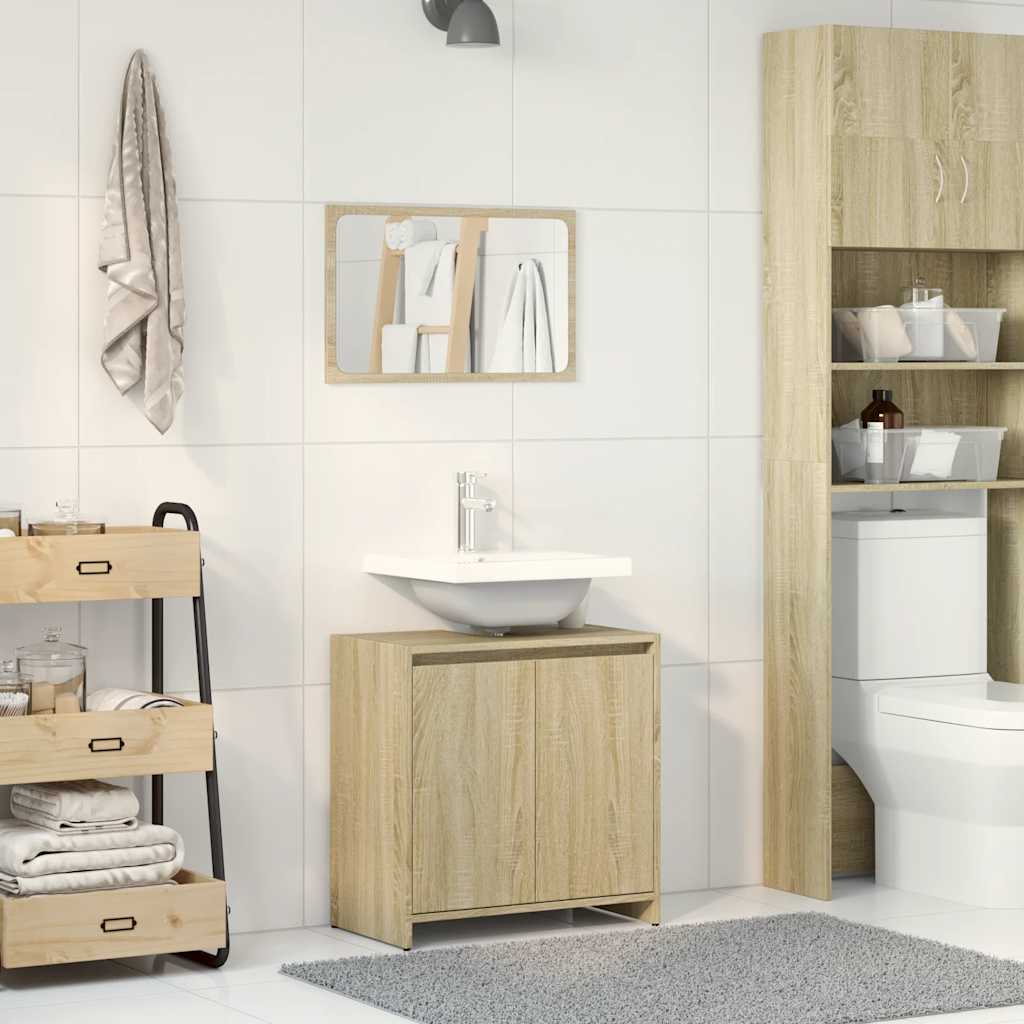 Set Mobili da Bagno 2 pz Rovere Sonoma in Legno Multistrato | homemem39