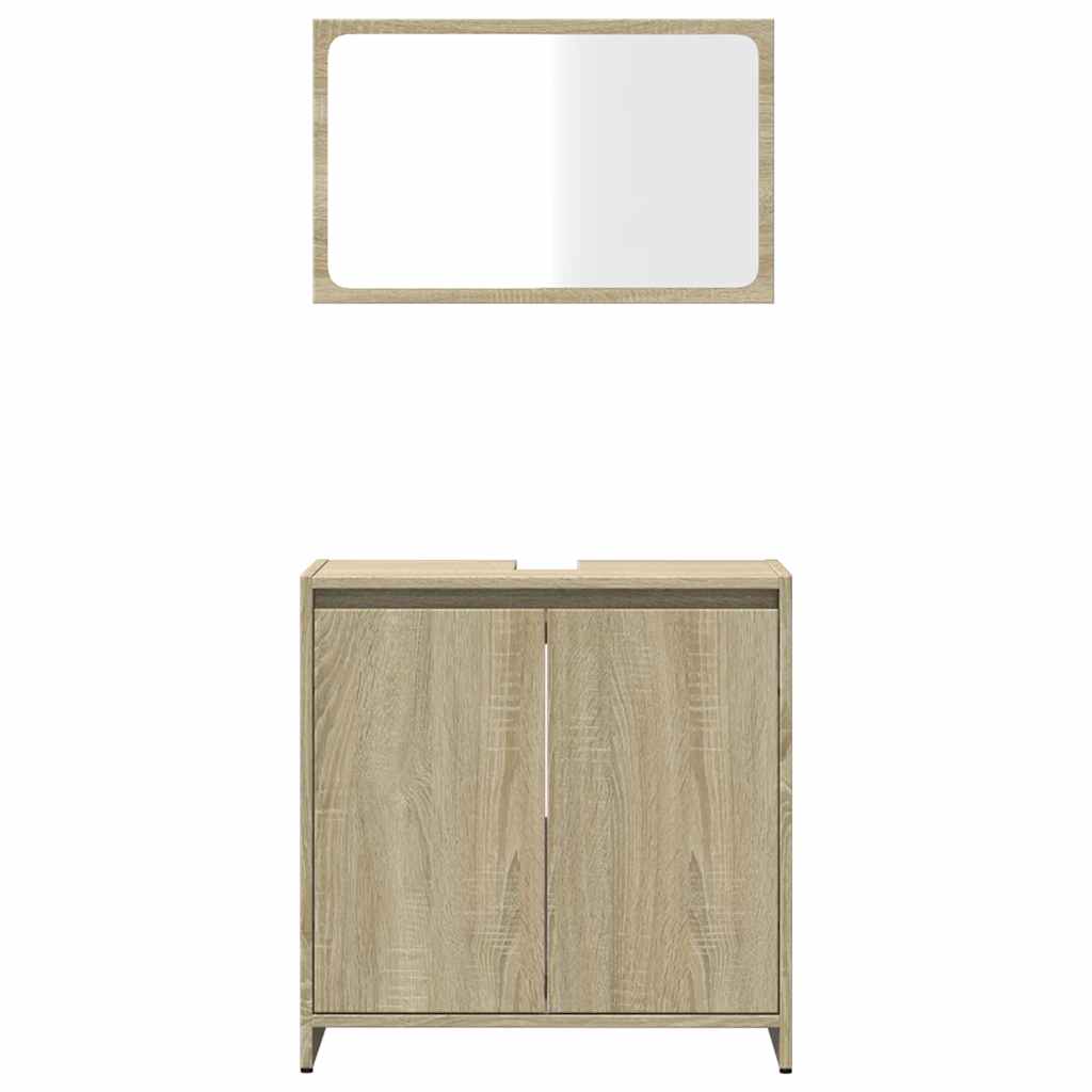 Set Mobili da Bagno 2 pz Rovere Sonoma in Legno Multistrato | homemem39