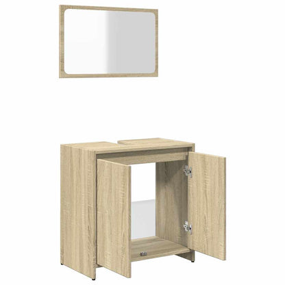 Set Mobili da Bagno 2 pz Rovere Sonoma in Legno Multistrato | homemem39