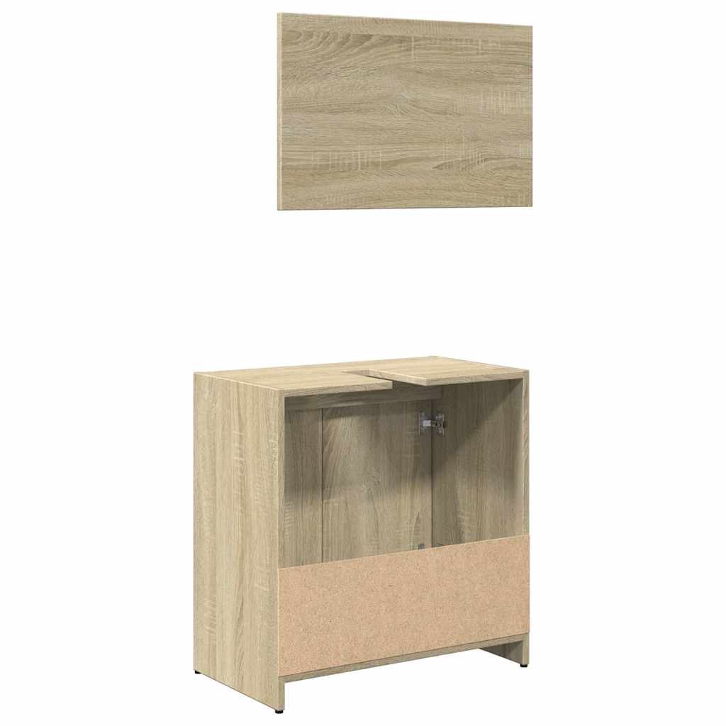 Set Mobili da Bagno 2 pz Rovere Sonoma in Legno Multistrato | homemem39