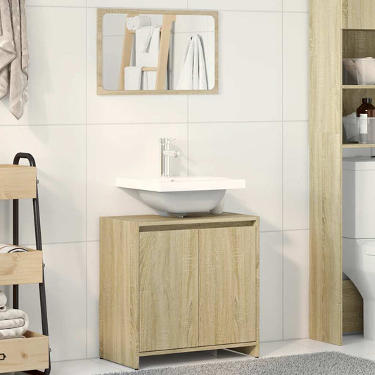 Set Mobili da Bagno 2 pz Rovere Sonoma in Legno Multistrato | homemem39