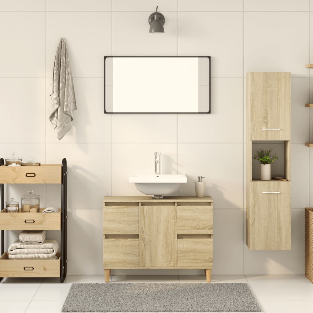 Mobile da Bagno Rovere Sonoma 30x30x130 cm in Legno Multistrato - homemem39