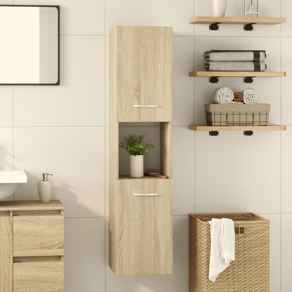 Mobile da Bagno Rovere Sonoma 30x30x130 cm in Legno Multistrato - homemem39