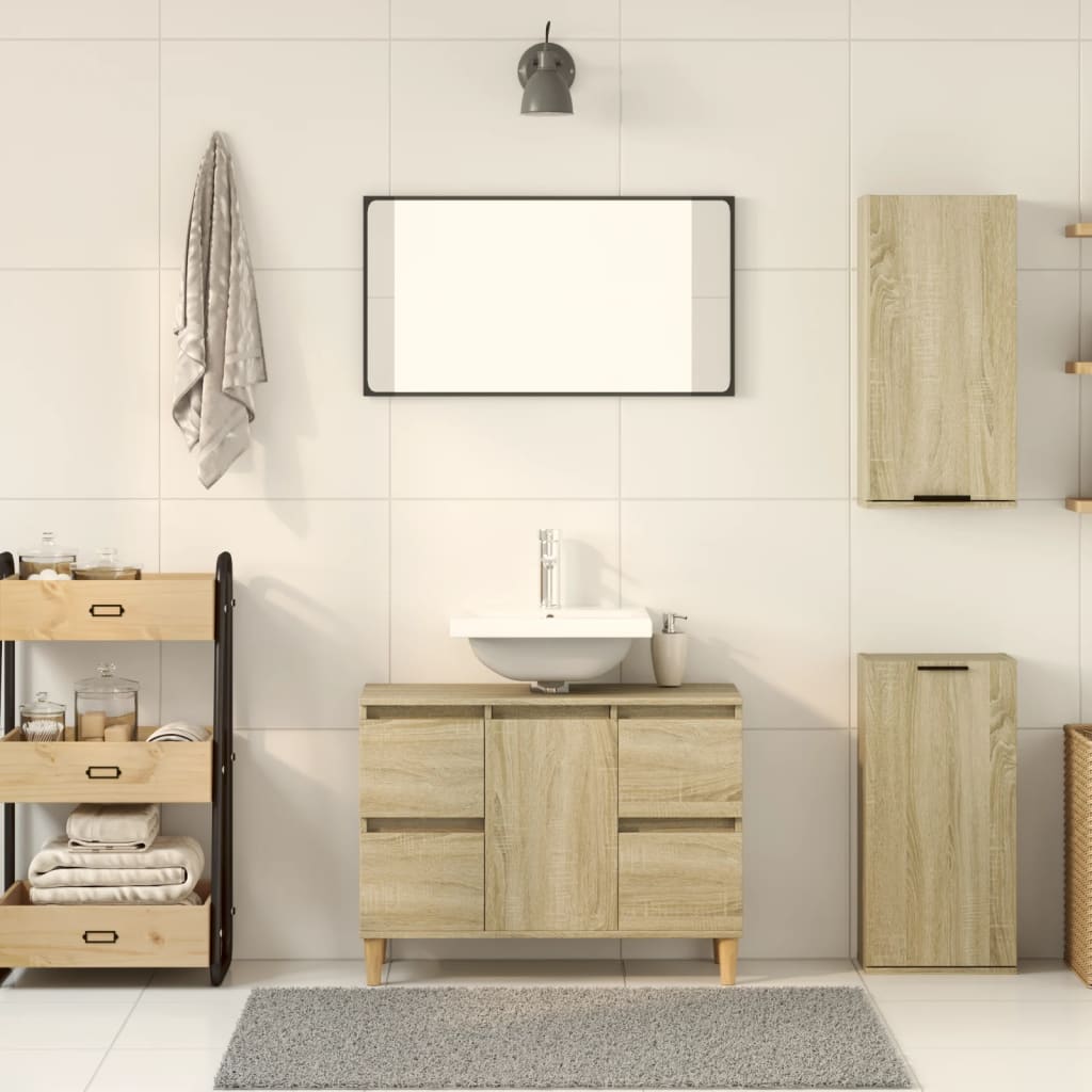 Mobile da Bagno a Parete Rovere Sonoma 32x20x67 cm | homemem39