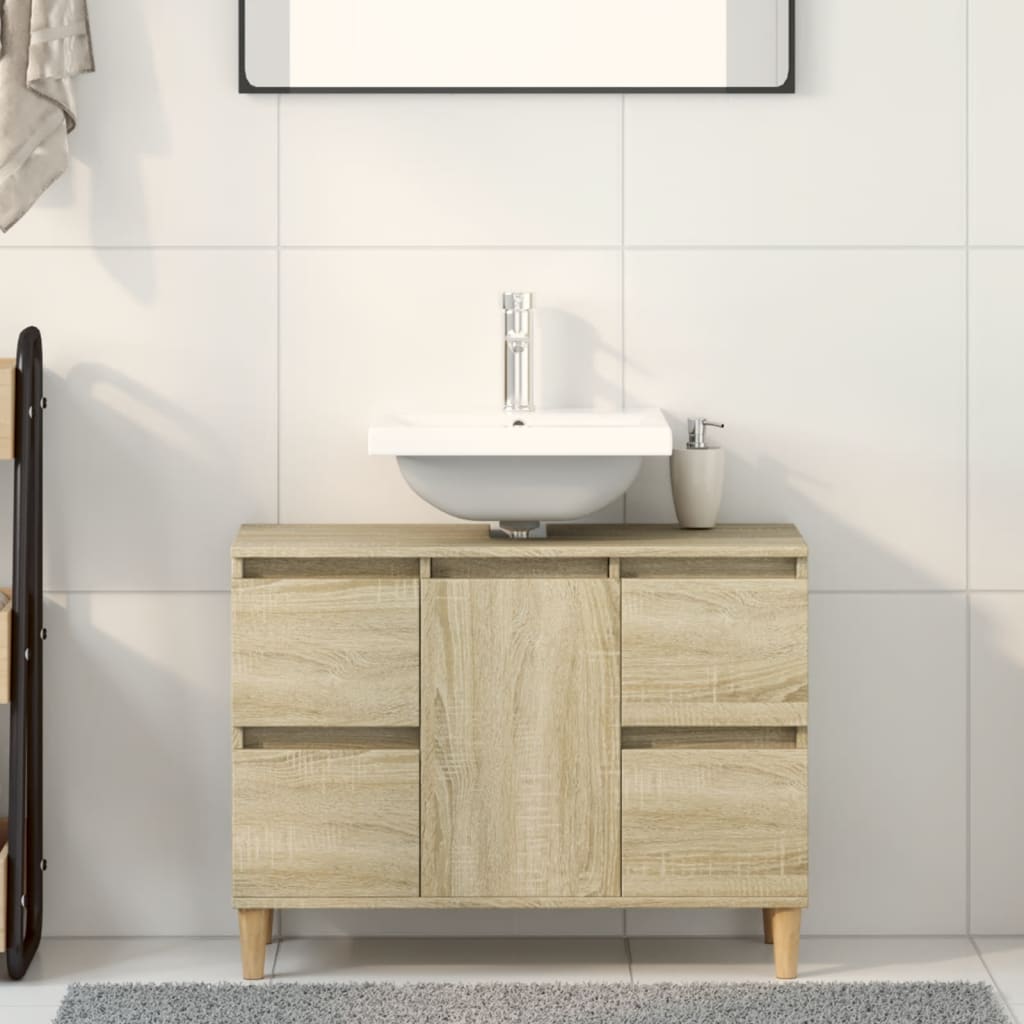 Mobile Lavabo Rovere Sonoma 80x33x60 cm in Legno Multistrato | homemem39