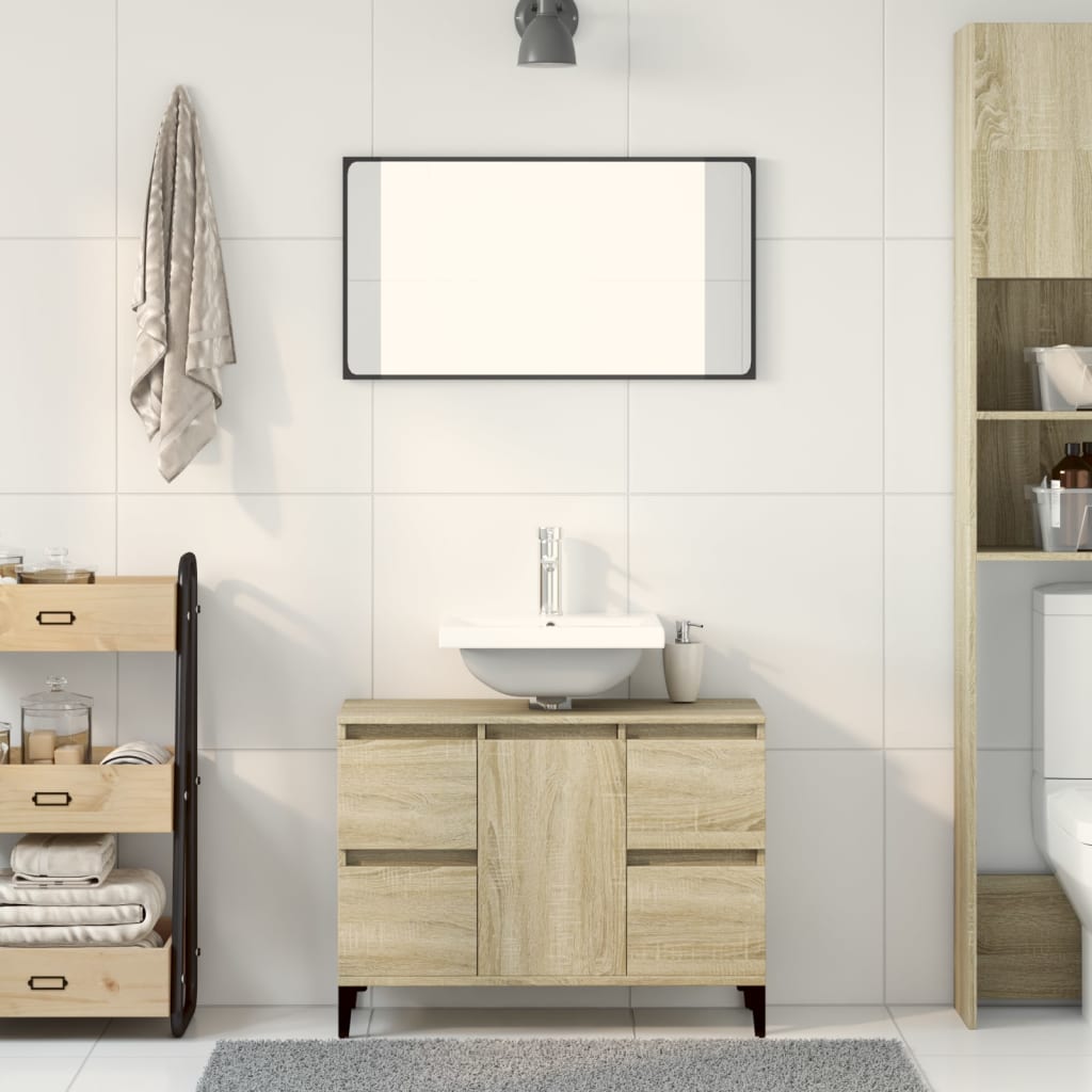 Mobile Lavabo Rovere Sonoma 80x33x60 cm in Legno Multistrato | homemem39