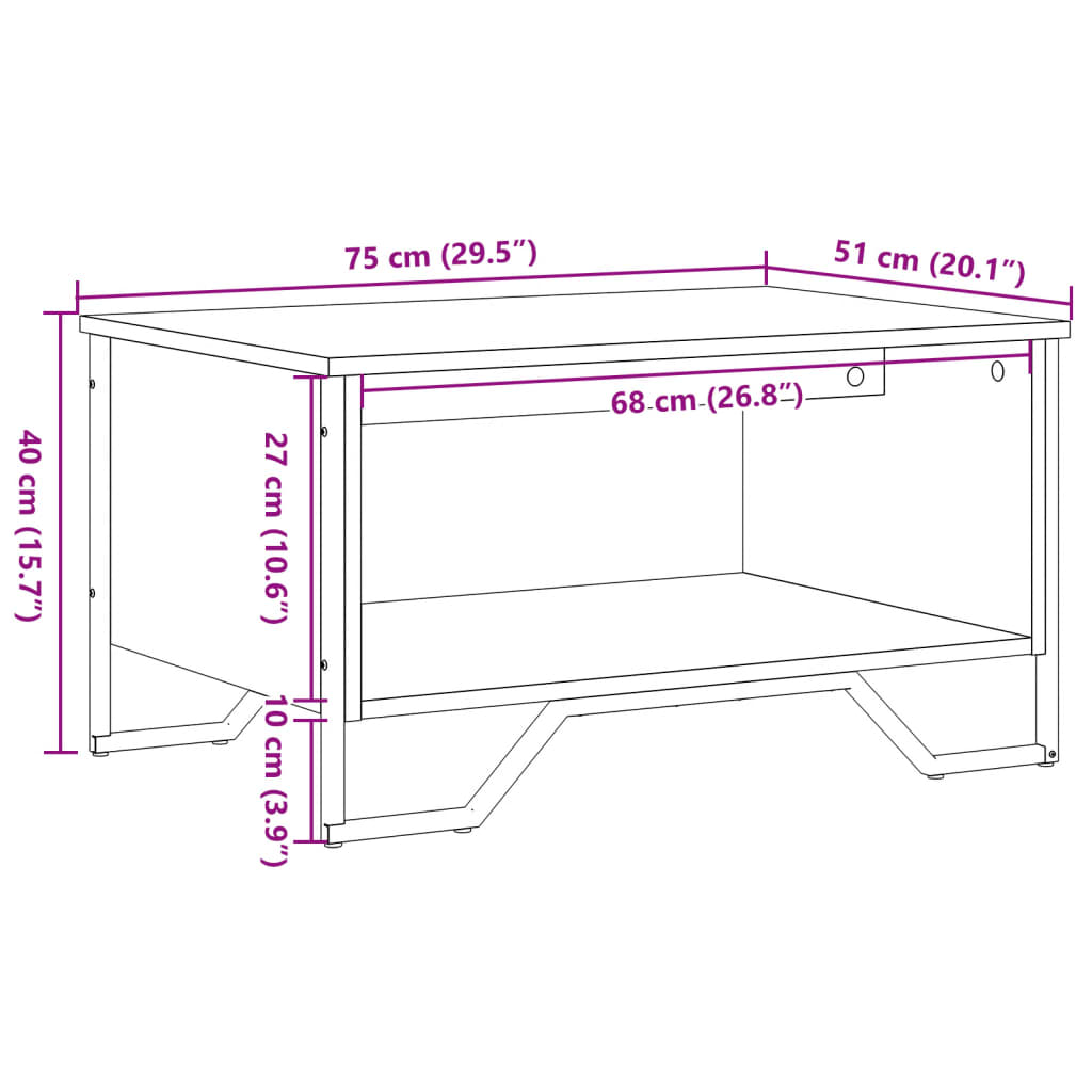 Tavolino da Salotto Rovere Fumo 75x51x40cm in Legno Multistrato | homemem39