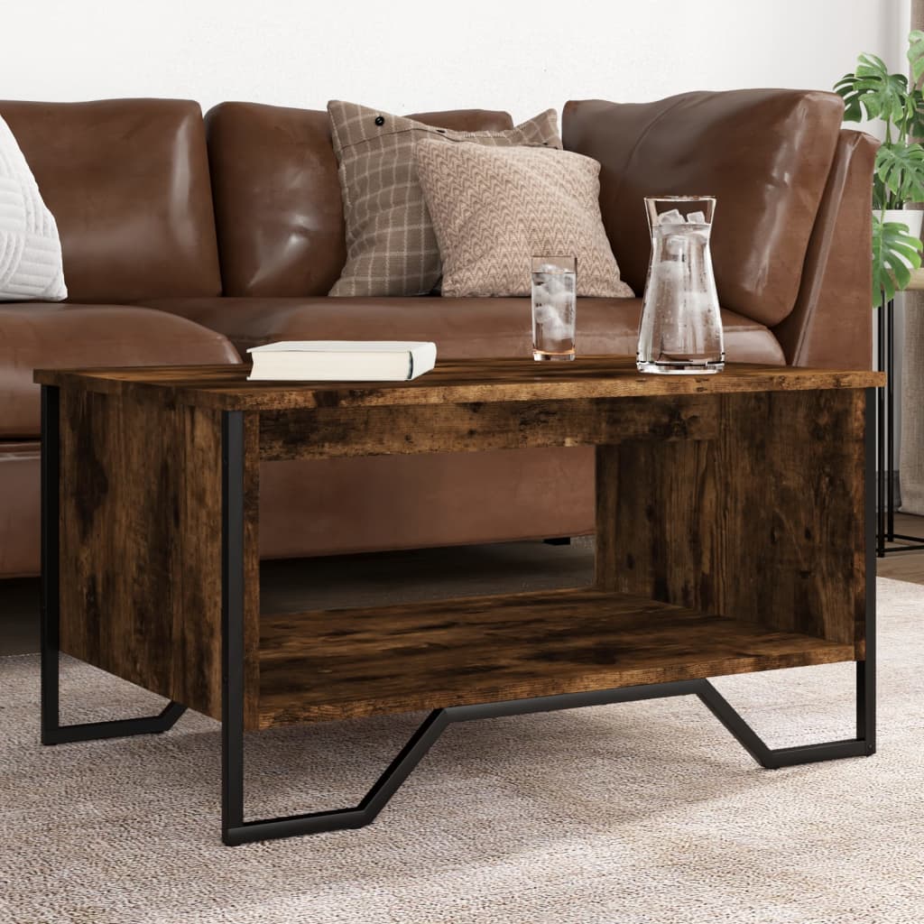 Tavolino da Salotto Rovere Fumo 75x51x40cm in Legno Multistrato