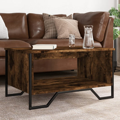 Tavolino da Salotto Rovere Fumo 75x51x40cm in Legno Multistrato