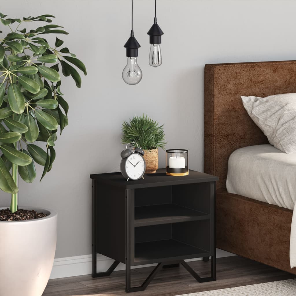 Comodino Nero 40x30x40 cm in Legno Multistrato - homemem39