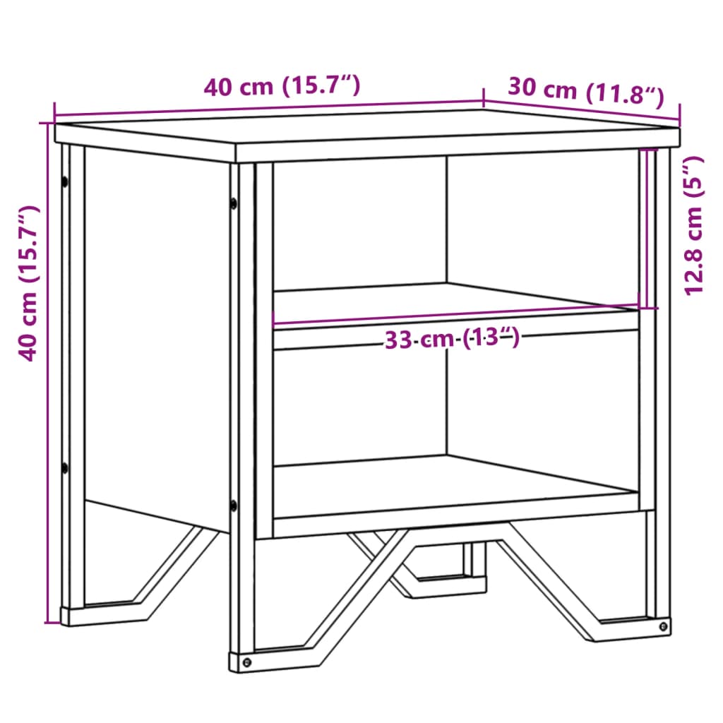 Comodino Rovere Fumo 40x30x40 cm in Truciolato