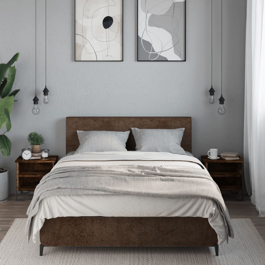 Comodino Rovere Fumo 2pz 40x30x40 cm in Truciolato - homemem39