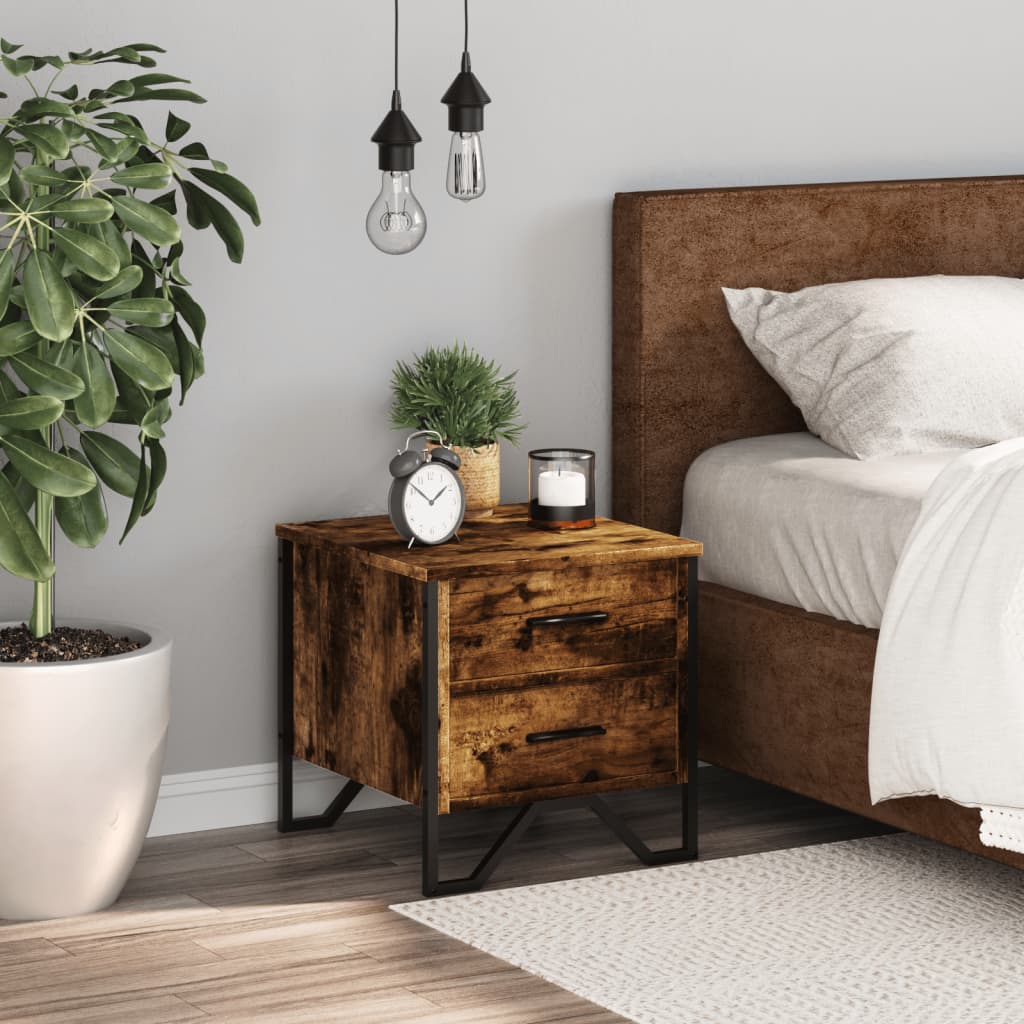 Comodino Rovere Fumo 40x41x40 cm in Truciolato | homemem39