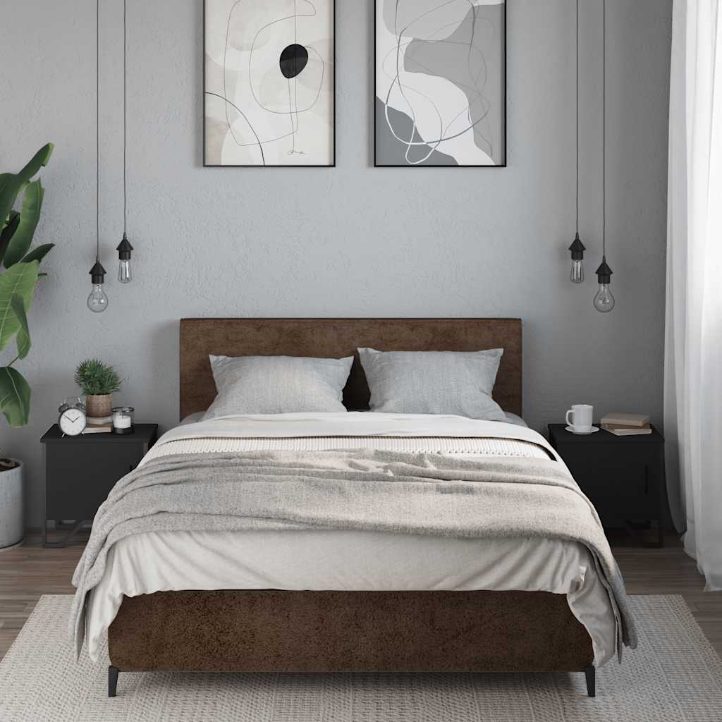 Comodini Neri 2 pz 40x30x40 cm in Legno Multistrato - homemem39