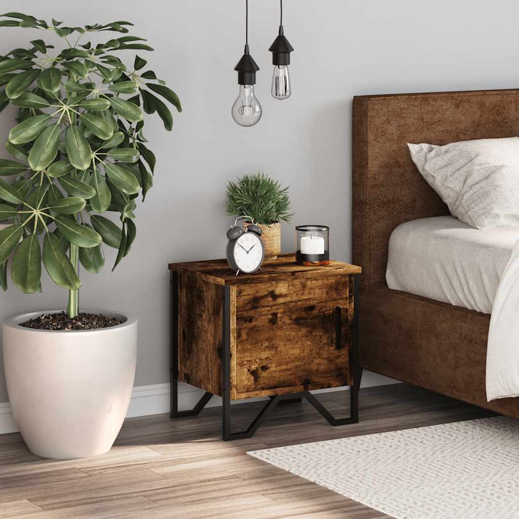 Comodino Rovere Fumo 40x30x40 cm in Truciolato - homemem39