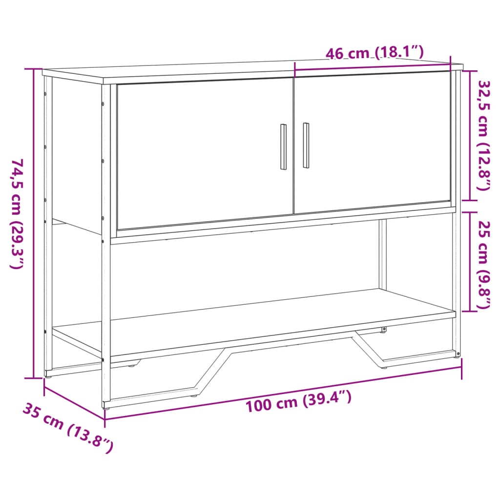 Tavolo Consolle Grigio Sonoma 100x35x74,5 cm in Truciolato