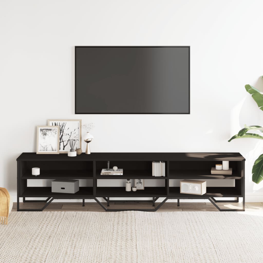 Mobile Porta TV Nero 180x34x41 cm in Legno Multistrato - homemem39