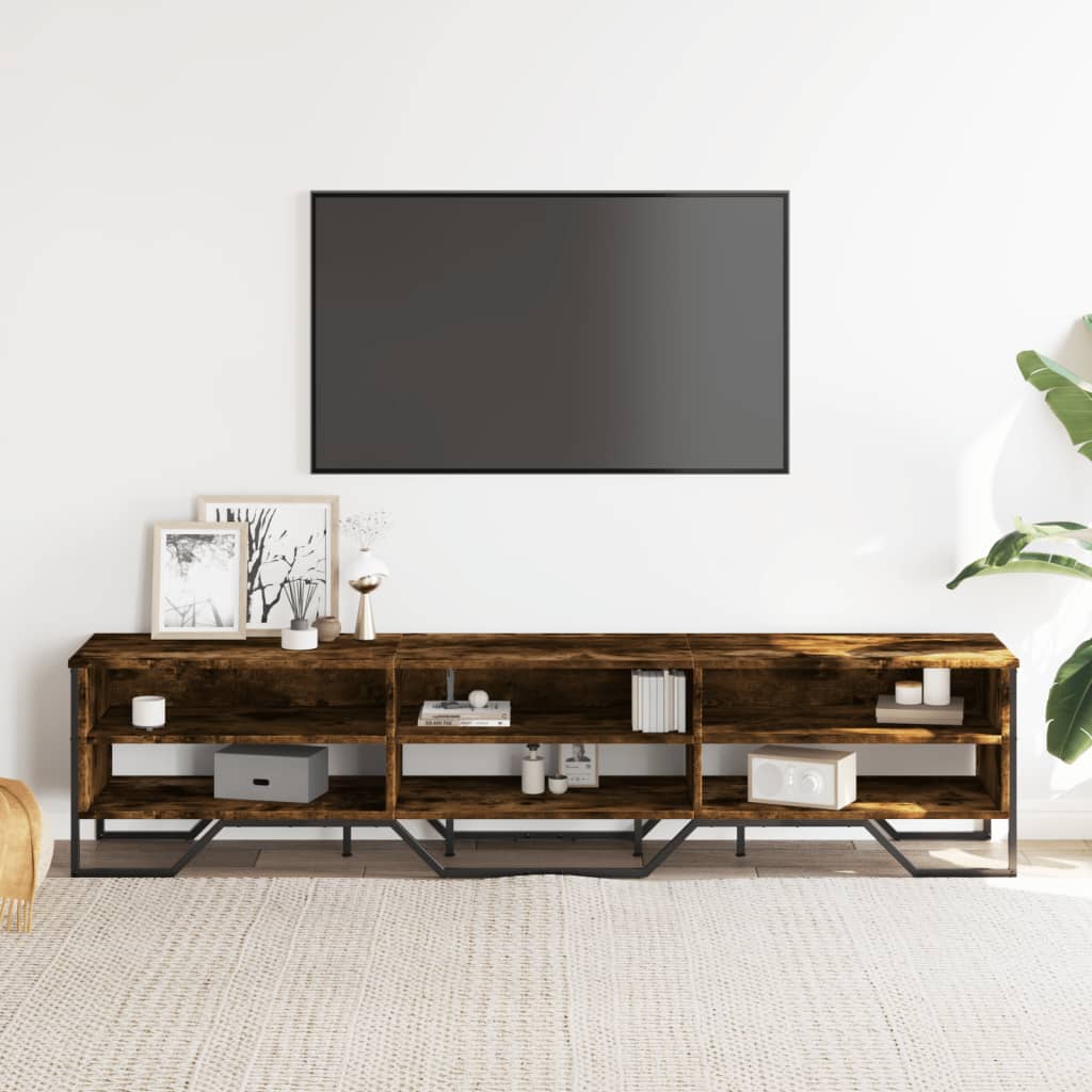 Mobile Porta TV Rovere Fumo 180x34x41 cm in Legno Multistrato - homemem39