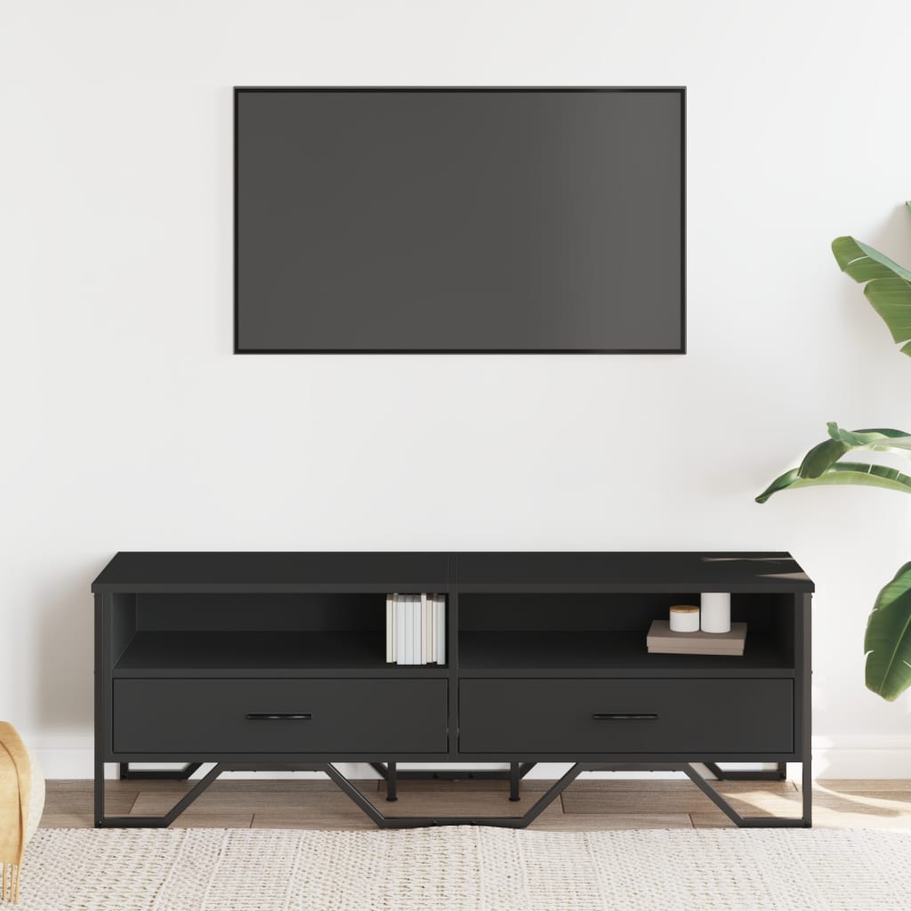 Mobile Porta TV Nero 122x34x41 cm in Legno Multistrato - homemem39
