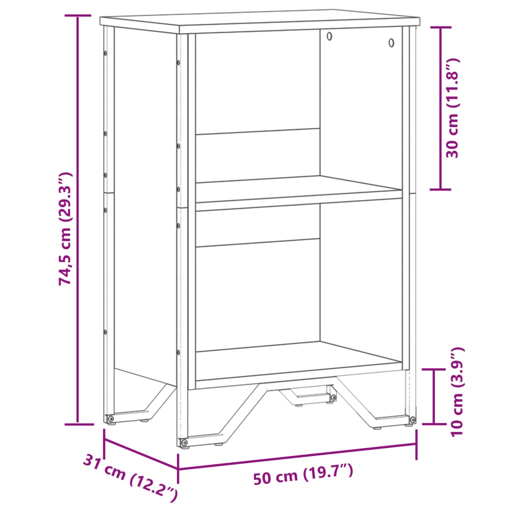 Libreria Nera 50x31x74,5 cm in Legno Multistrato | homemem39