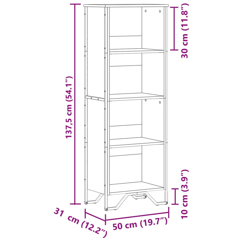 Libreria Nera 50x31x137,5 cm in Truciolato | homemem39