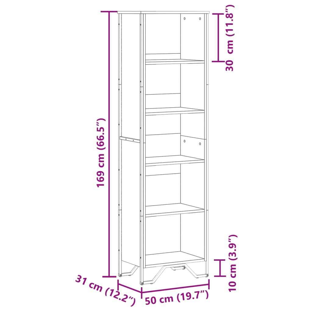 Libreria Rovere Sonoma 50x31x169 cm in Legno Multistrato | homemem39