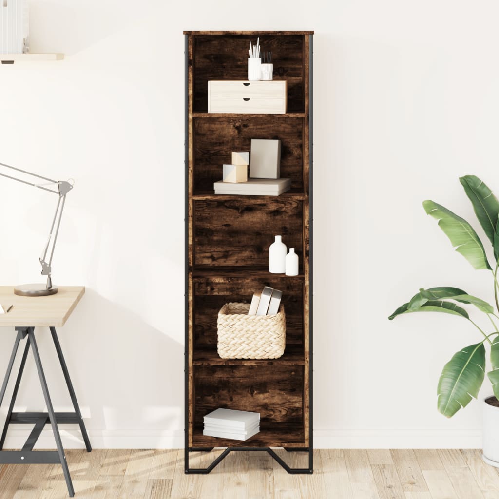 Libreria Rovere Fumo 50x31x169 cm in Legno Multistrato | homemem39