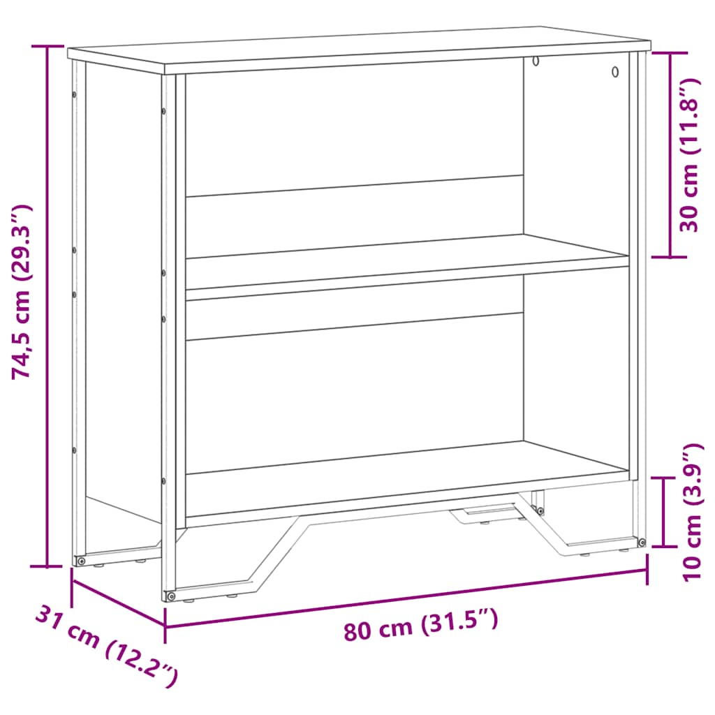 Libreria Nera 80x31x74,5 cm in Legno Multistrato | homemem39