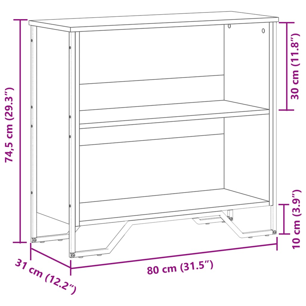 Libreria Grigio Sonoma 80x31x74,5 cm in Legno Multistrato | homemem39